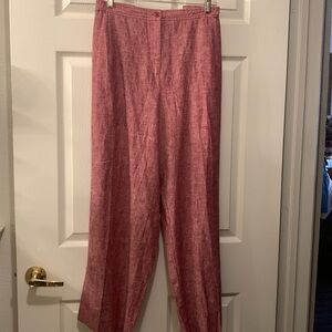 LINEA @ LOUIS DELL’OLIO LINEN/RAYON PANT SZ 26 WP WINE-ZIP FRONT+ POCKETS